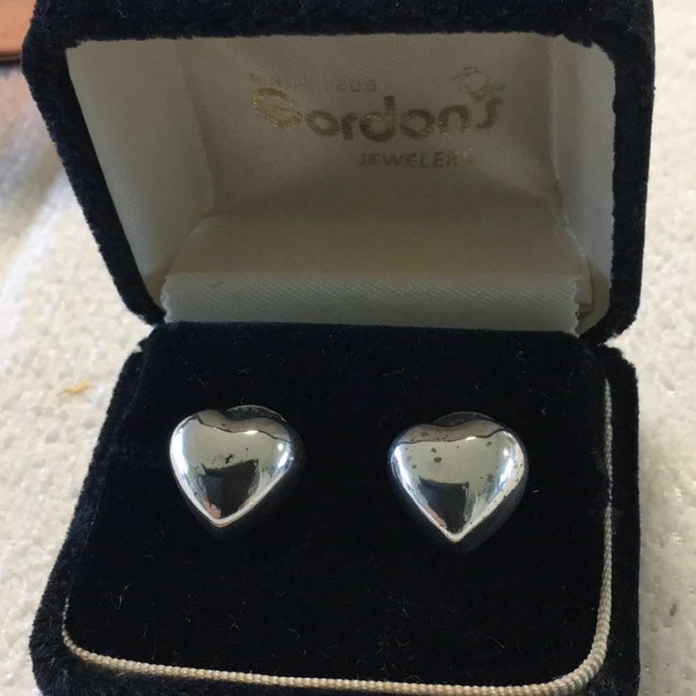 Sterling silver thick silver heart earrings